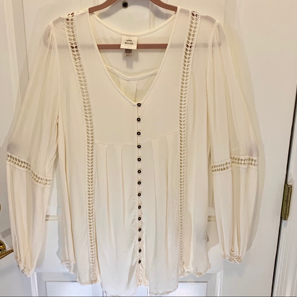 Knox Rose XXL Cream Long Sleeve Top NWOT